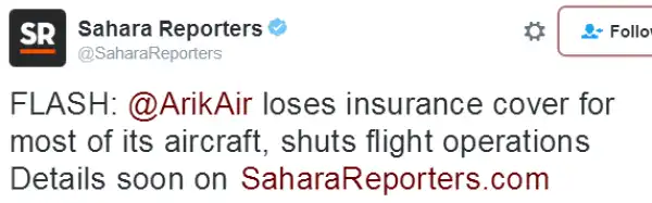 Arik Air Reportedly Shuts Down Operations Over Fuel Debt